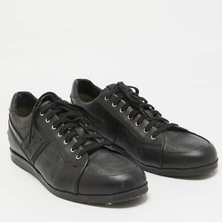 Pre Owned  Fendi Black Zucca Canvas and Leather Low Top Sneakers Size 43