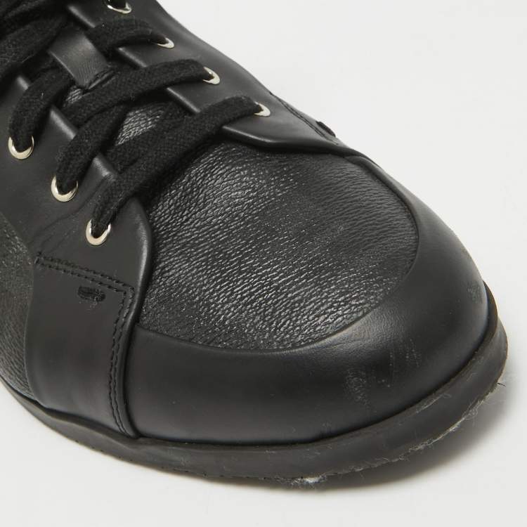 Pre Owned  Fendi Black Zucca Canvas and Leather Low Top Sneakers Size 43