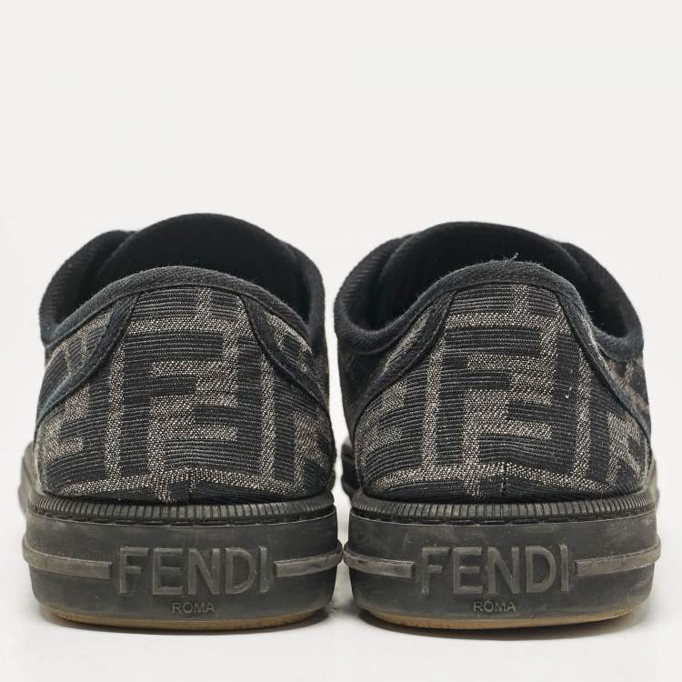 Pre Owned Fendi Black Canvas FF Summary Low Top Sneakers Size 41