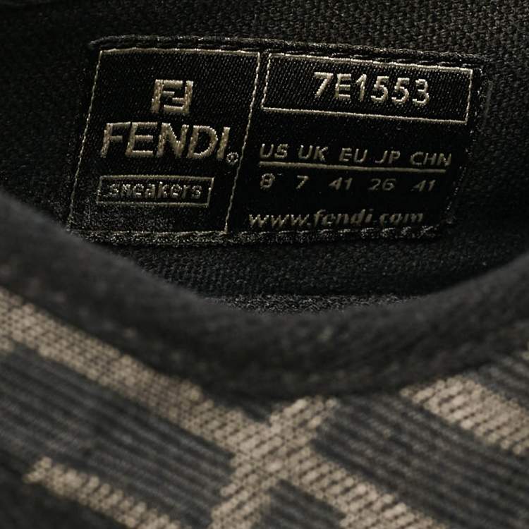 Pre Owned Fendi Black Canvas FF Summary Low Top Sneakers Size 41