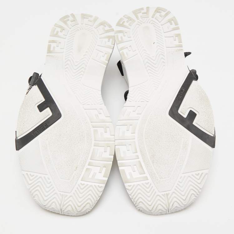 Pre Owned Fendi Multicolor Canvas and Rubber Flow Flat Sandals Size 41
