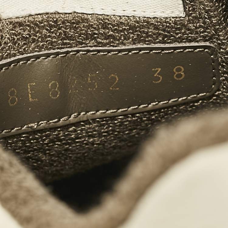 Pre Owned Fendi Cream/Black Leather And Suede Match Lace Up Sneakers Size 38