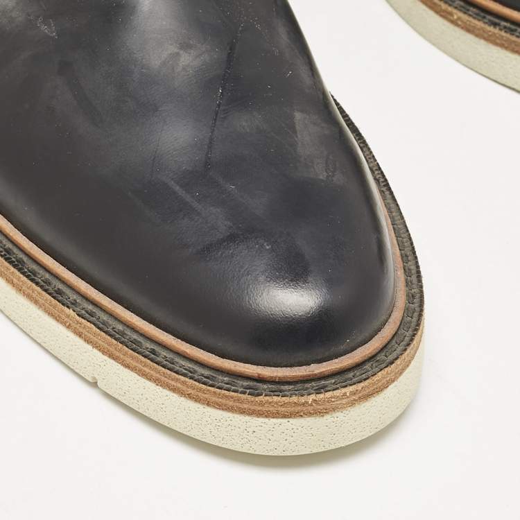 Pre Owned Fendi Navy Blue Leather Lace Derby Size 45