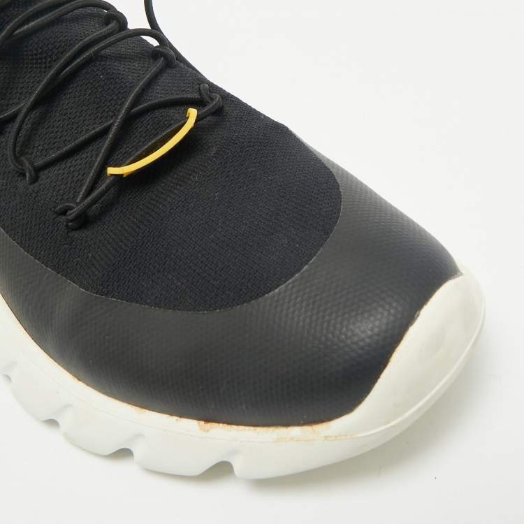 Pre Owned Fendi Black Knit Fabric Think Sock Sneakers Size 39