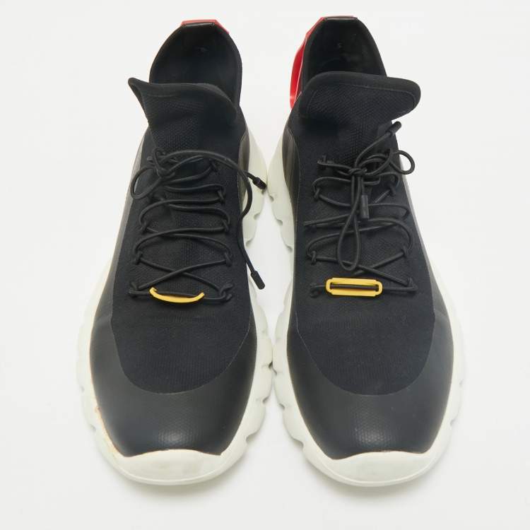 Pre Owned Fendi Black Knit Fabric Think Sock Sneakers Size 39