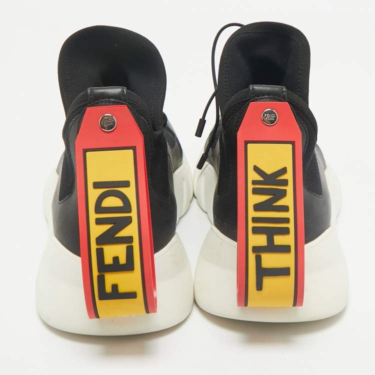 Pre Owned Fendi Black Knit Fabric Think Sock Sneakers Size 39