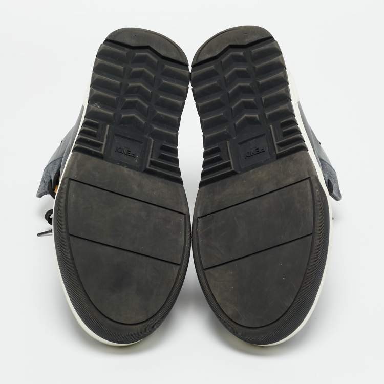 Pre Owned Fendi Size 44.5 Multicolor Leather Funny Face Studded High Top Sneakers