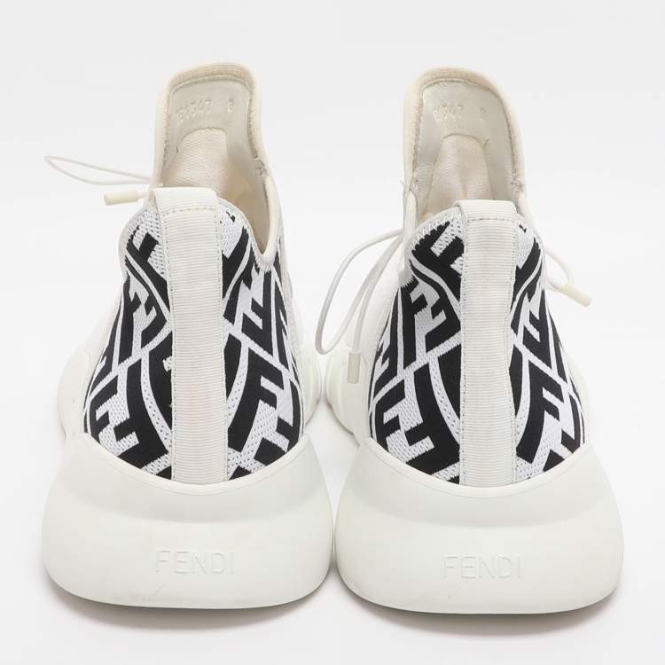 مملوكة مسبقًا Fendi Size 42 White FF Knit Fabric Low Top Sneakers