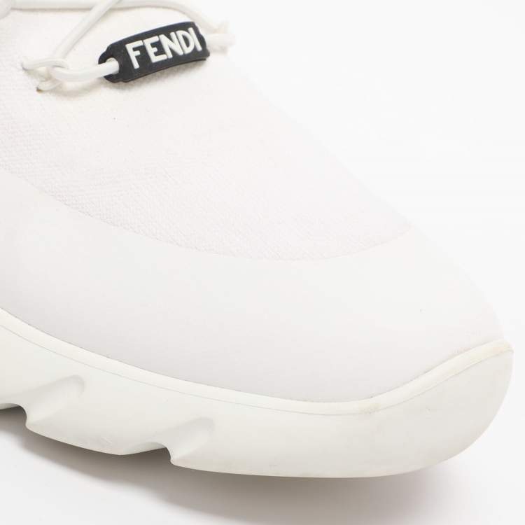 مملوكة مسبقًا Fendi Size 42 White FF Knit Fabric Low Top Sneakers