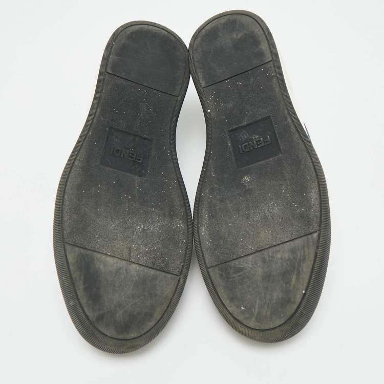 Pre Owned Fendi Monster Eyes Size 40 Multicolor Leather Slip On Sneakers