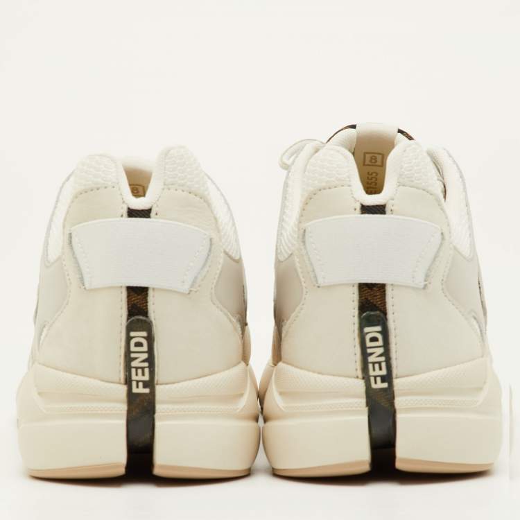 Pre Owned Fendi Faster Size 42 Grey Leather and Mesh Low Top Sneakers