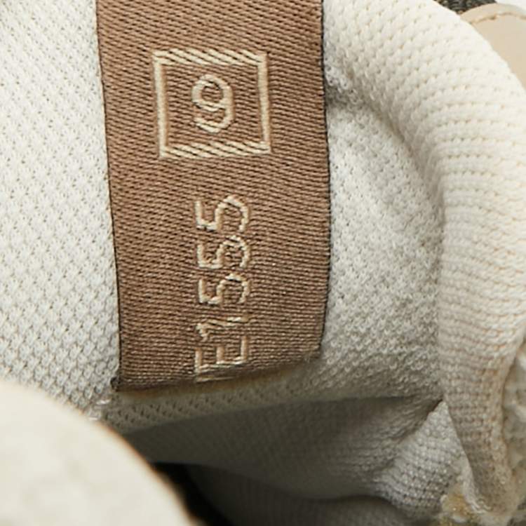 Pre Owned Fendi Faster Size 43 Cream Mesh and Nubuck Leather Lace Up Sneakers