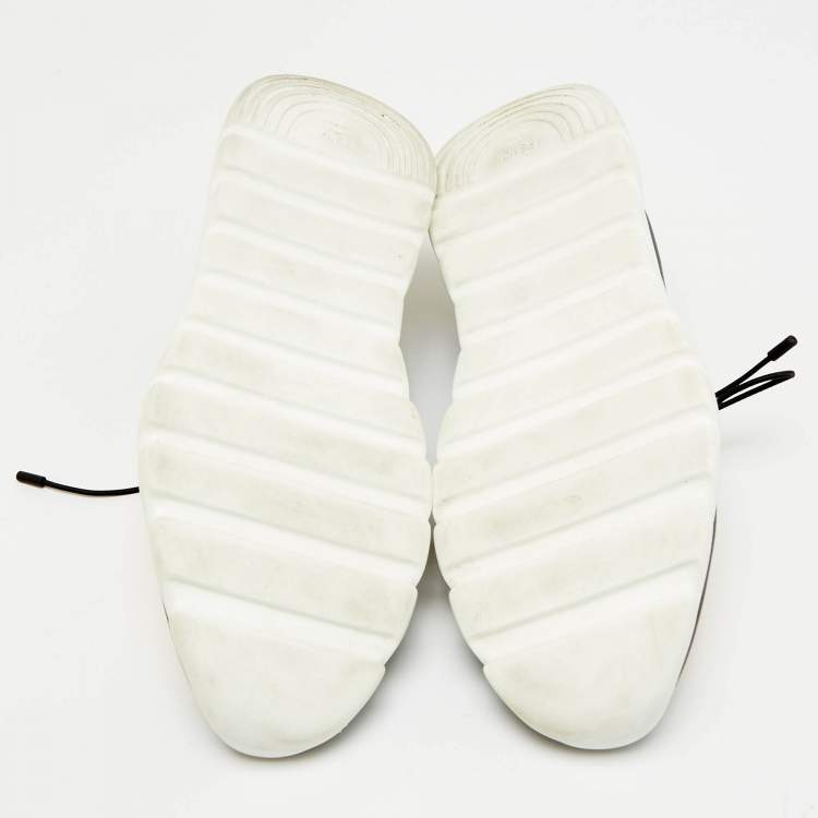 Pre Owned Fendi Bugs Size 40 Yellow/Black Knit Fabric Low Top Sneakers