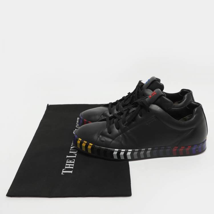 Pre Owned Fendi Size 43 Black Leather Low Top Sneakers