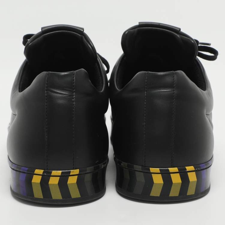 Pre Owned Fendi Size 43 Black Leather Low Top Sneakers