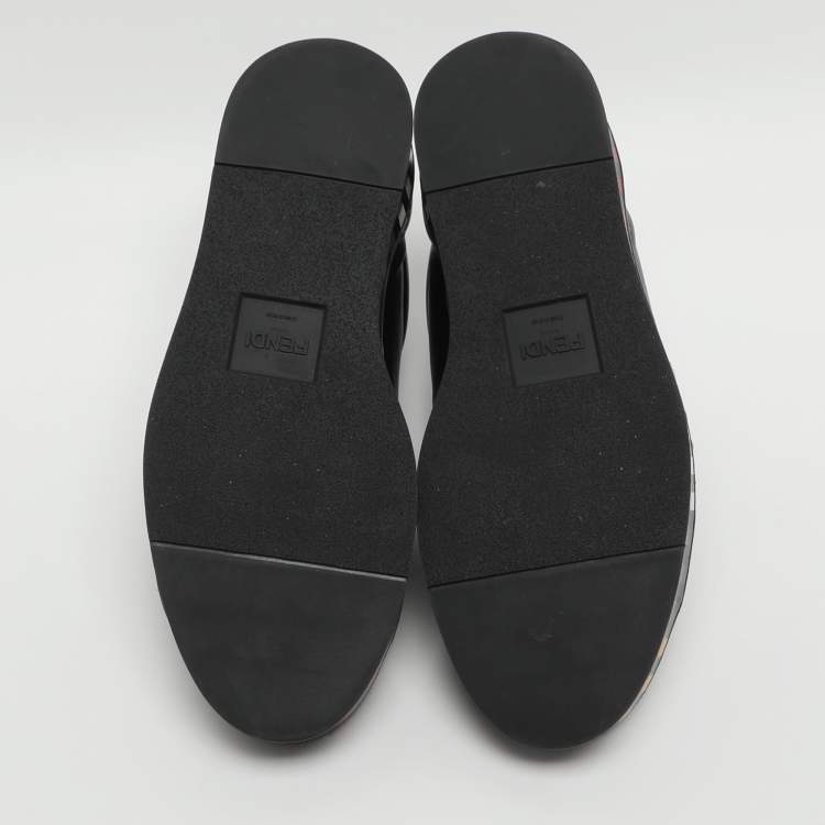 Pre Owned Fendi Size 43 Black Leather Low Top Sneakers