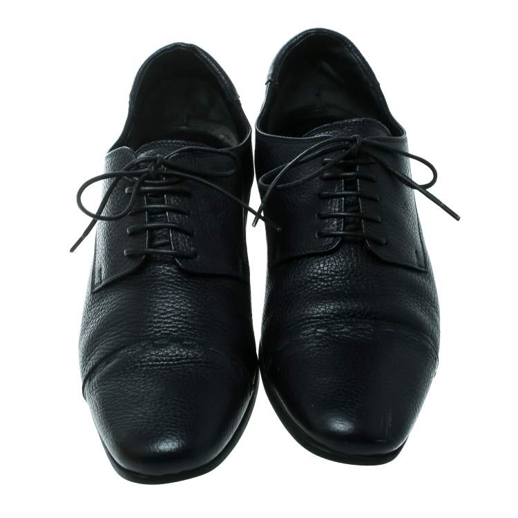 Pre Owned Fendi Blue Leather Lace Up Oxfords Size 44