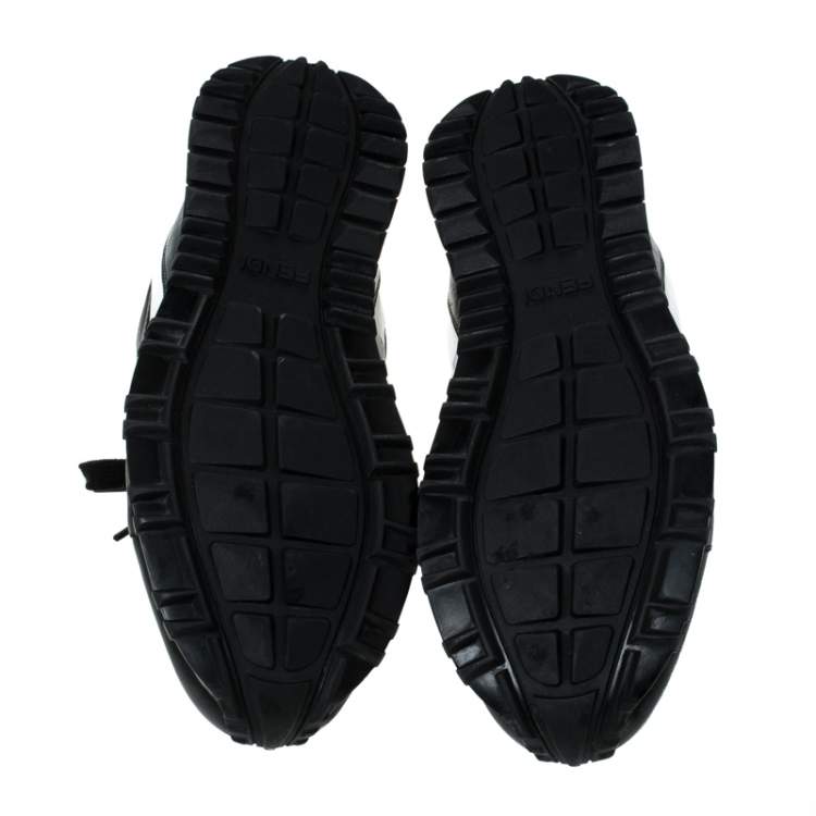Pre Owned Fendi Black Croc Embossed Leather Sneakers Size 41