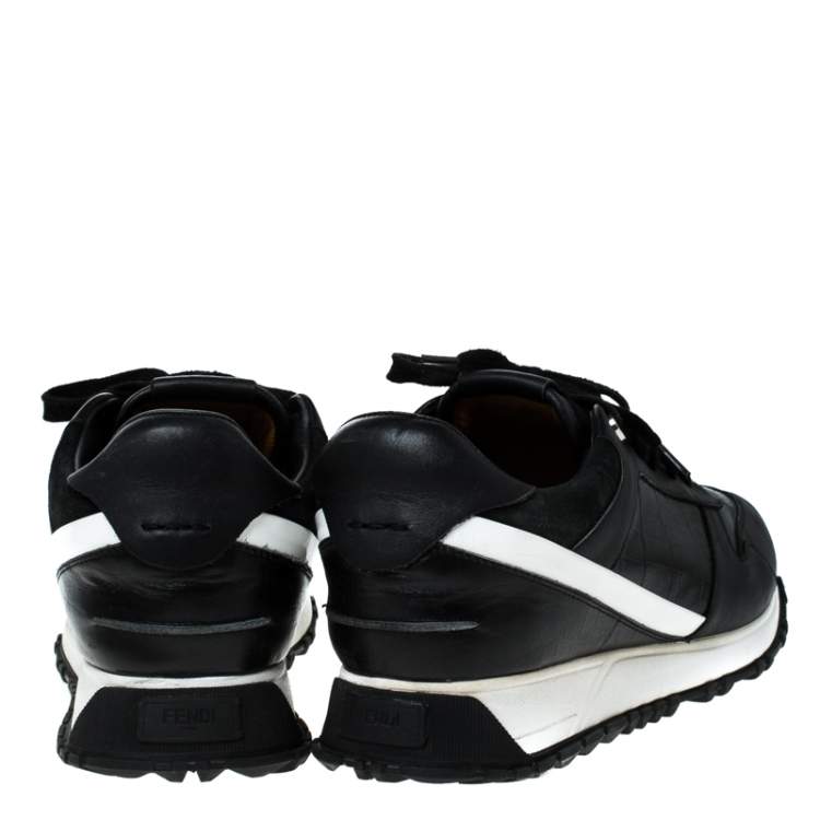 Pre Owned Fendi Black Croc Embossed Leather Sneakers Size 41
