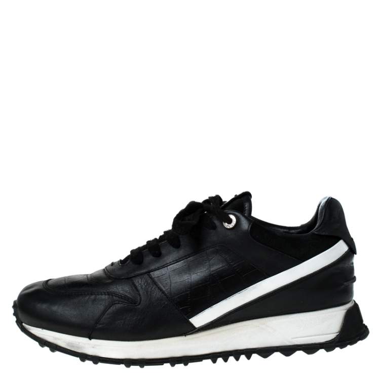 Pre Owned Fendi Black Croc Embossed Leather Sneakers Size 41