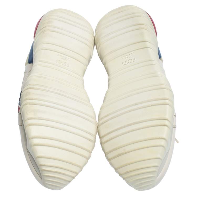 Pre Owned Fendi White Leather And Rubber Fendi-Fila Mania Logo Low Top Sneakers Size 42