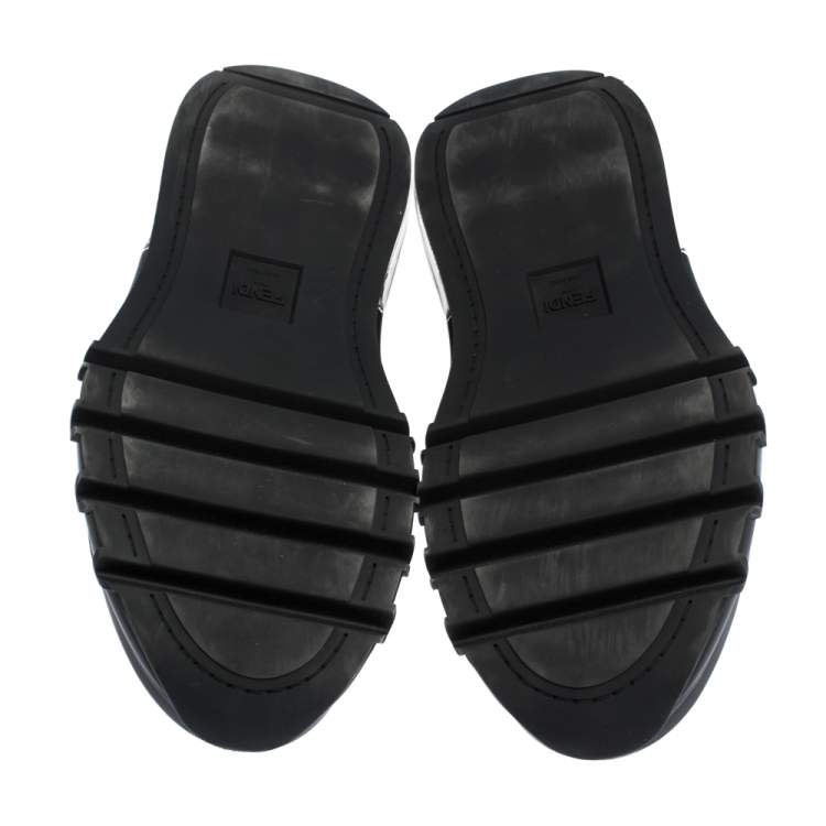 Pre Owned Fendi Black Mesh Lace Slip On Sneakers Size 44