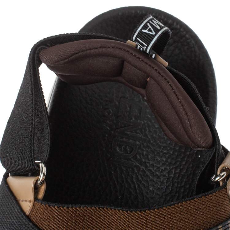 Pre Owned Fendi Multicolor Leather and Polyester FF Strappy Sandals Size 42