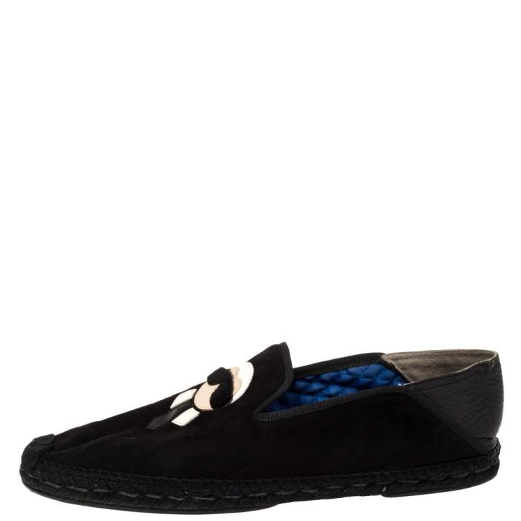 Pre Owned Fendi Black Suede Karlito Espadrilles Size 45 