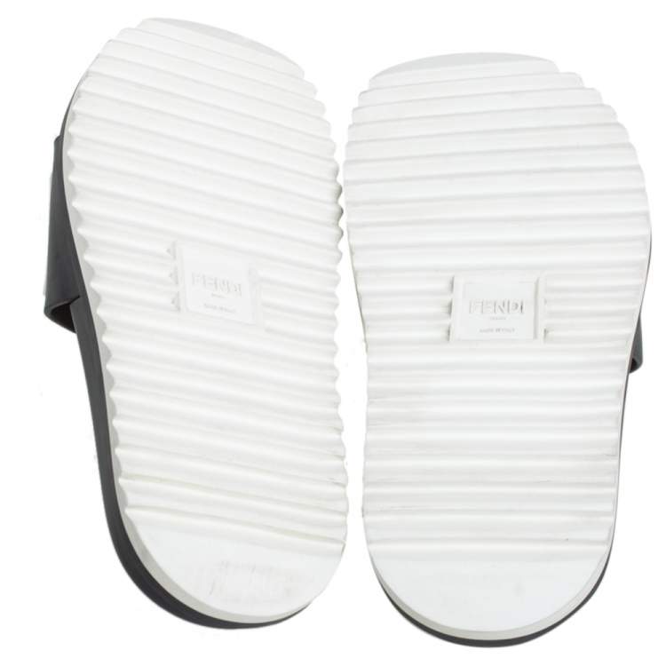 Pre Owned Fendi Black Rubber Vocabulary Slides Sandals Size 40