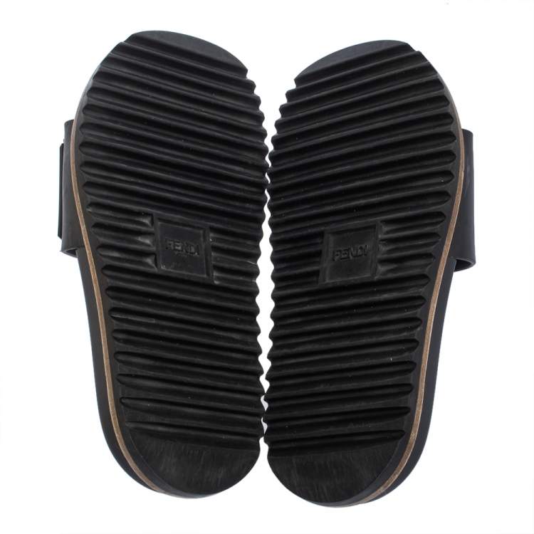 Pre Owned Fendi Black Rubber Fussbetts Vocabulary Slide Sandals Size 40
