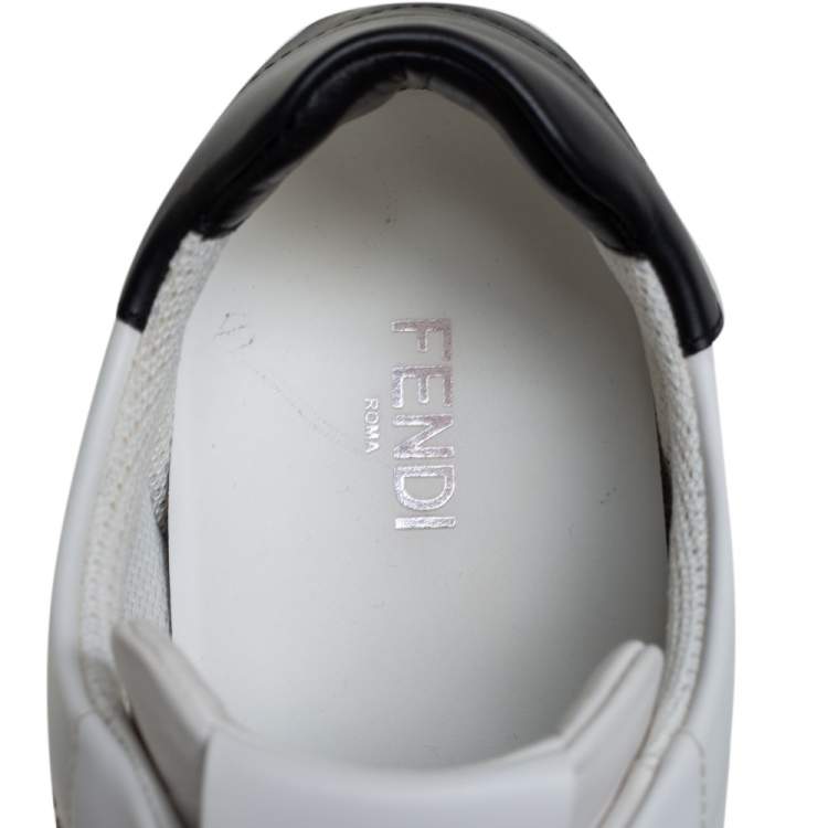 Pre Owned Fendi White Leather FF Motif Low Top Sneakers Size 41