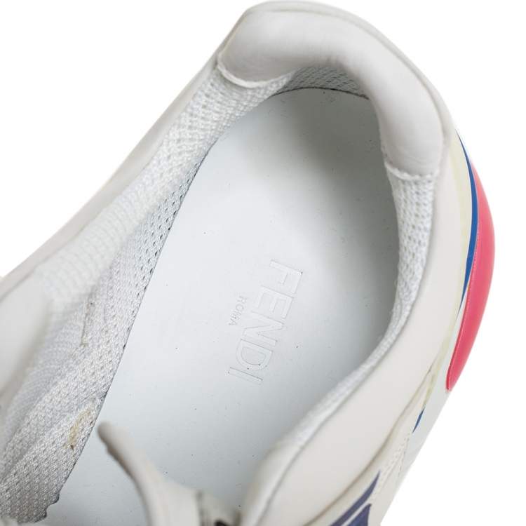 Pre Owned Fendi White Leather and Rubber Fendi-Fila Mania Logo Low Top Sneakers Size 40