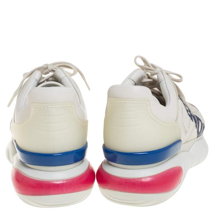 Pre Owned Fendi White Leather and Rubber Fendi-Fila Mania Logo Low Top Sneakers Size 40