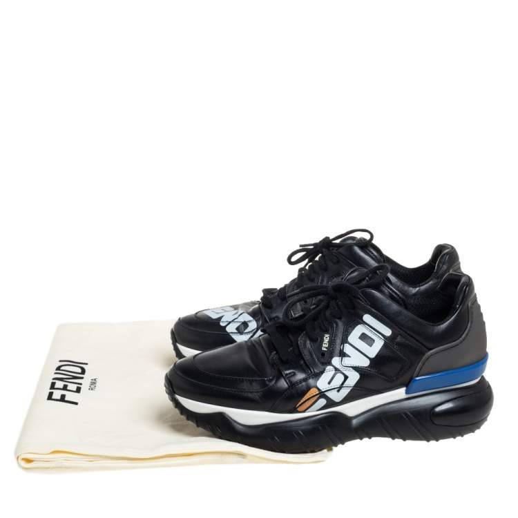 Pre Owned Fendi X Fila Black Leather Fila Mania Platform Sneakers 40