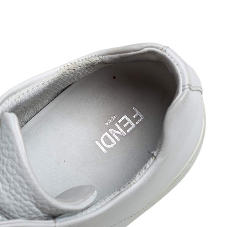 Pre Owned Fendi White Leather FF Crisscross Strap Slip On Sneakers Size 44