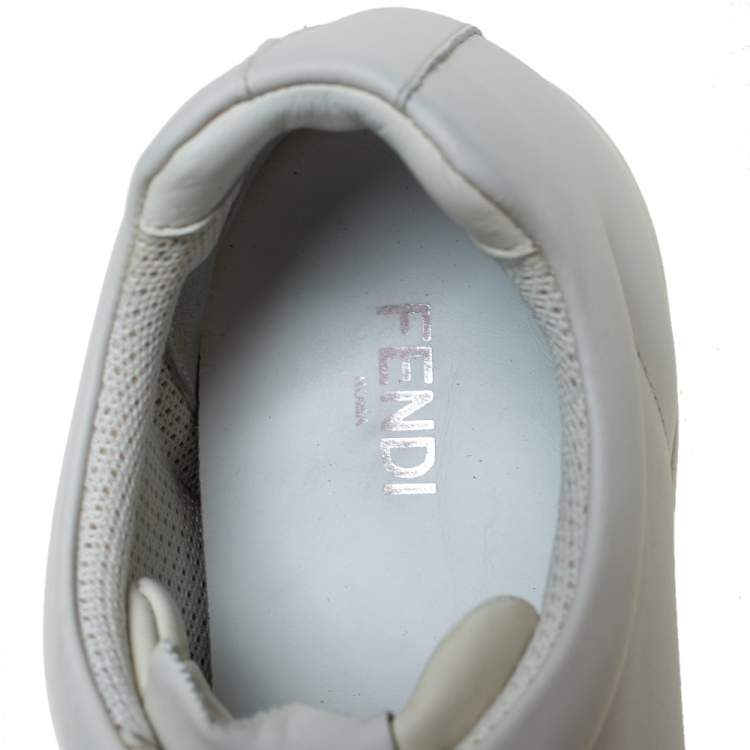 Pre Owned Fendi White Leather Monster Low Top Sneakers Size 40