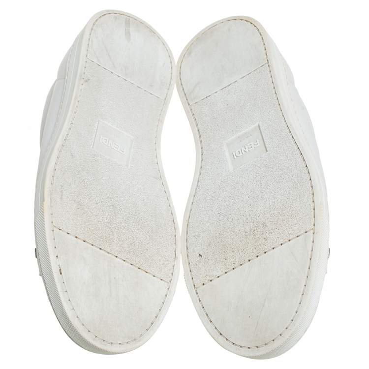 Pre Owned Fendi White Leather Monster Low Top Sneakers Size 40