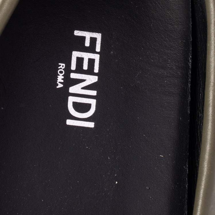 Pre Owned Fendi Green Leather Slip On Loafers Size 43