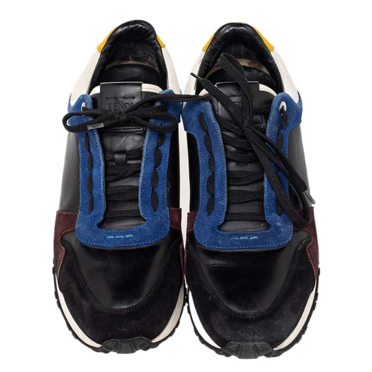Pre Owned Fendi Multicolor Suede And Leather Low Top Sneakers Size 43
