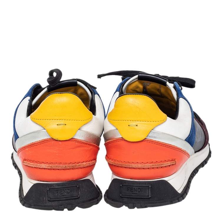 Pre Owned Fendi Multicolor Suede And Leather Low Top Sneakers Size 43