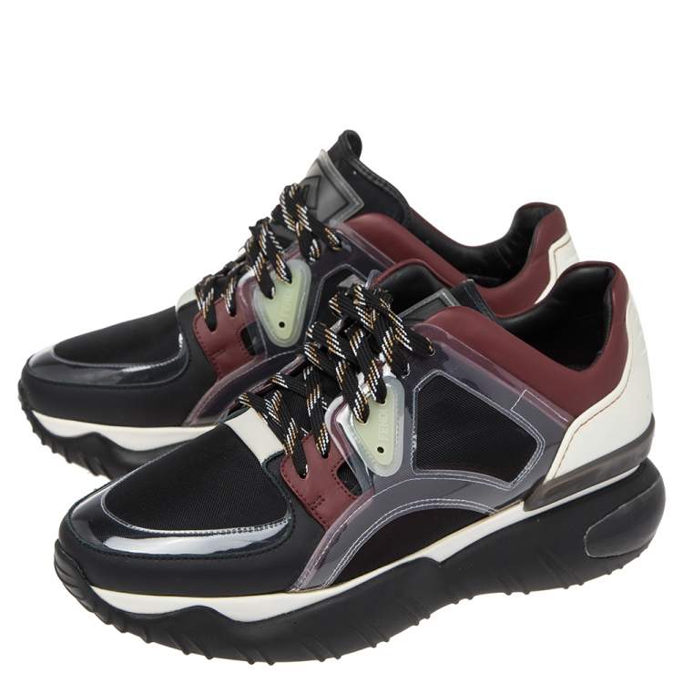 Pre Owned Fendi Multicolor PVC And Leather Lace Up Sneakers Size 41