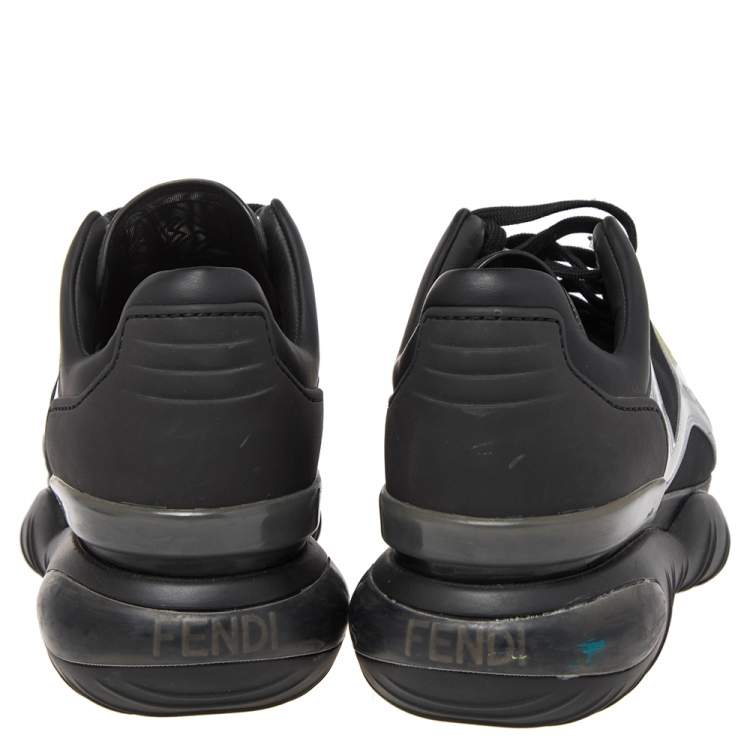 Pre Owned Fendi Black Leather And PVC Lace Up Sneakers Size 41