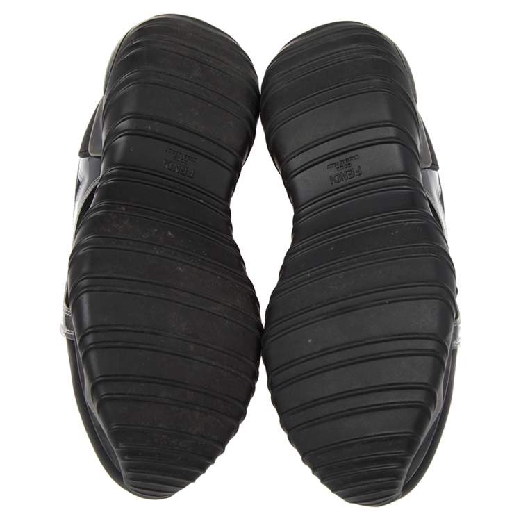 Pre Owned Fendi Black Leather And PVC Lace Up Sneakers Size 41