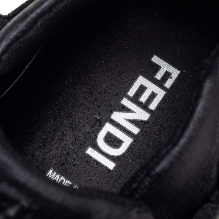 Pre Owned Fendi Black Coated Canvas F Logo Low Top Sneakers Size 45