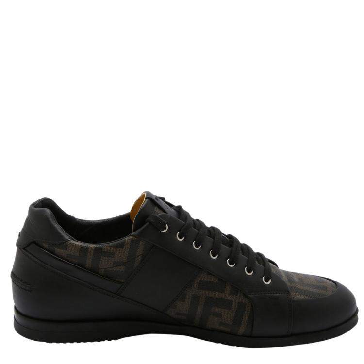 Pre Owned Fendi Brown/Black Zucca Logo Sneakers Size EU 46