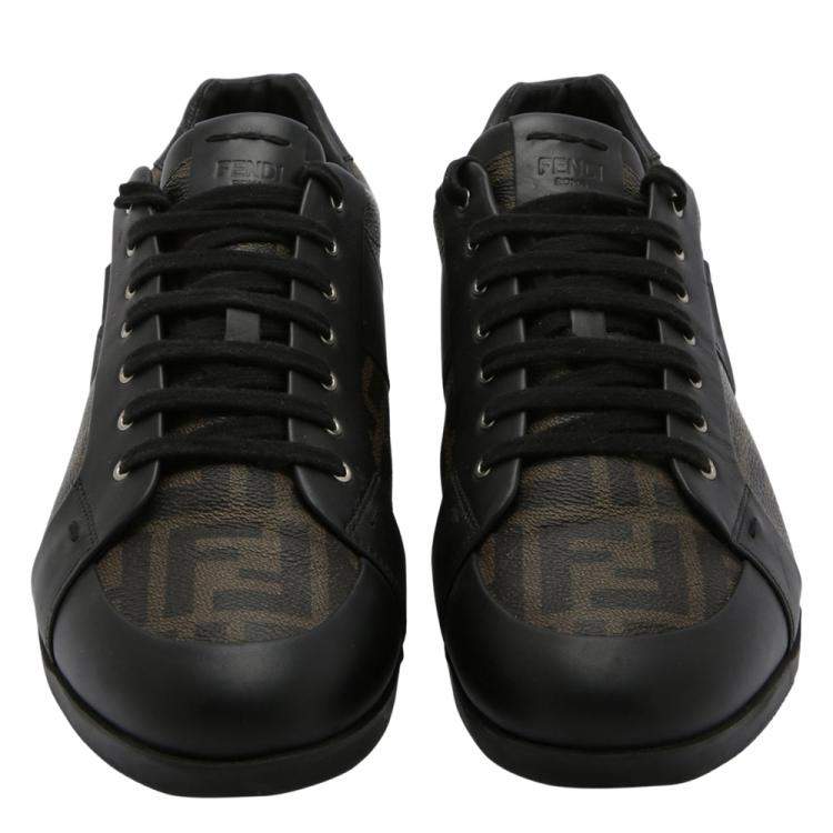 Pre Owned Fendi Brown/Black Zucca Logo Sneakers Size EU 46