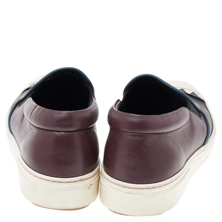 Pre Owned Fendi Multicolor Leather Monster Slip On Sneakers Size 39