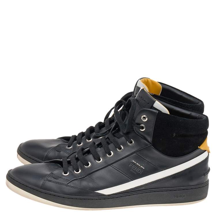 Pre Owned Fendi Multicolor Leather And Suede High Top Sneakers Size 44