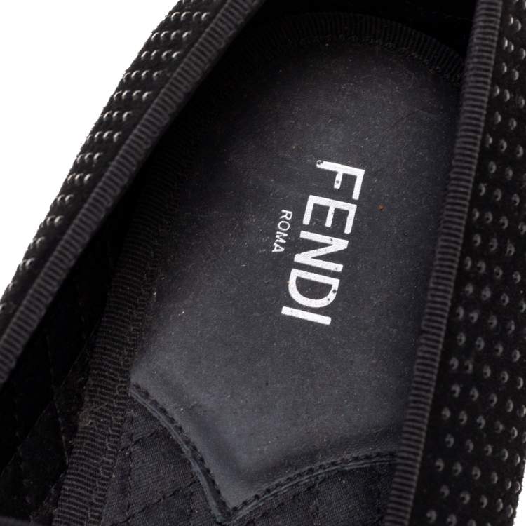 Pre Owned Fendi Black Crystals Embellished Suede Monster Smoking Slippers Size 43