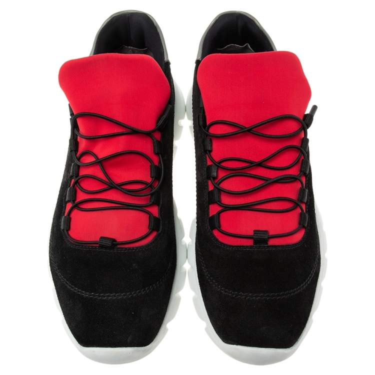 Pre Owned Fendi Black Suede And Leather  Lace Up  Sneakers Size 42